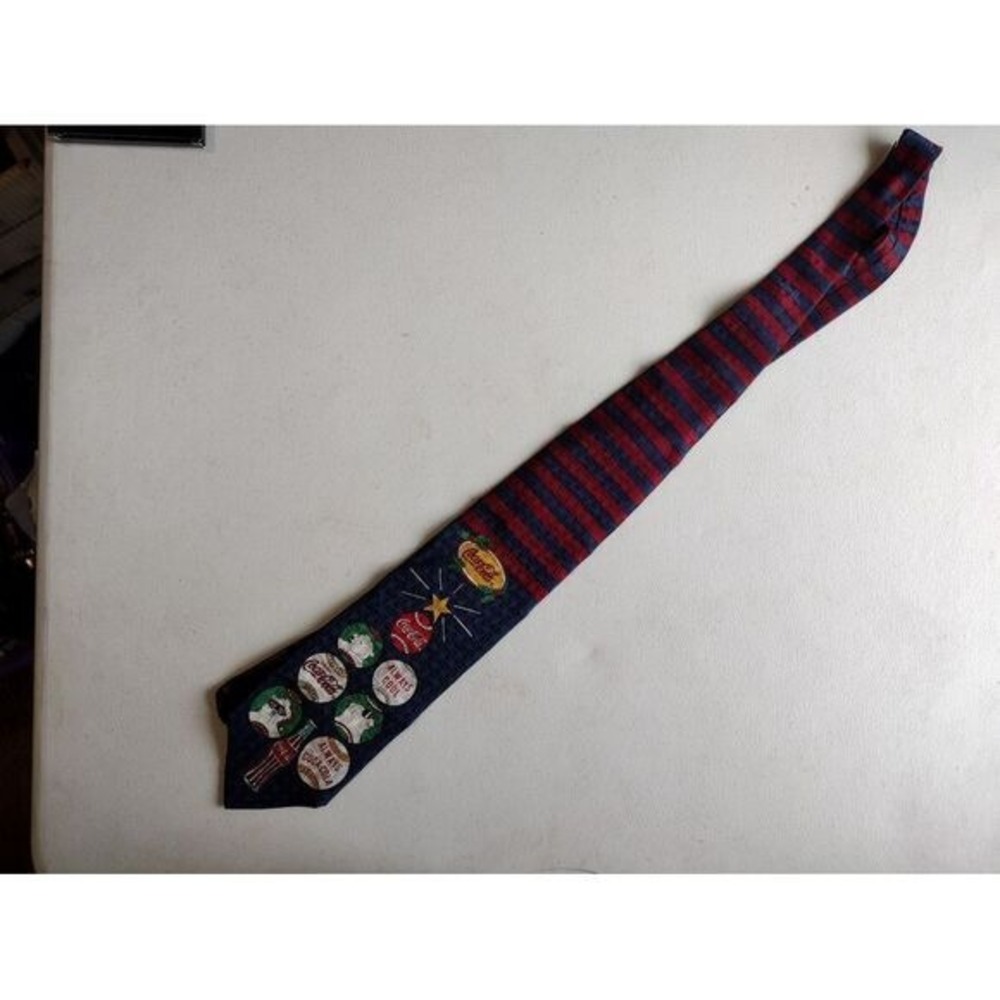 Coca Cola Tie Men Blue Red Silk Polar Bear Christmas Holiday Novelty - Picture 5 of 5